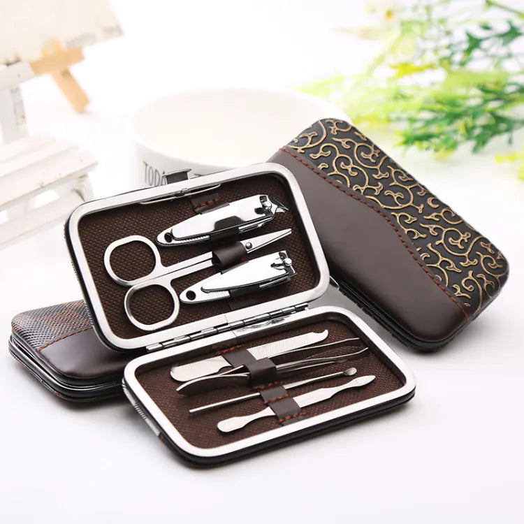 7-Piece Deluxe Manicure Kit with Leather Case