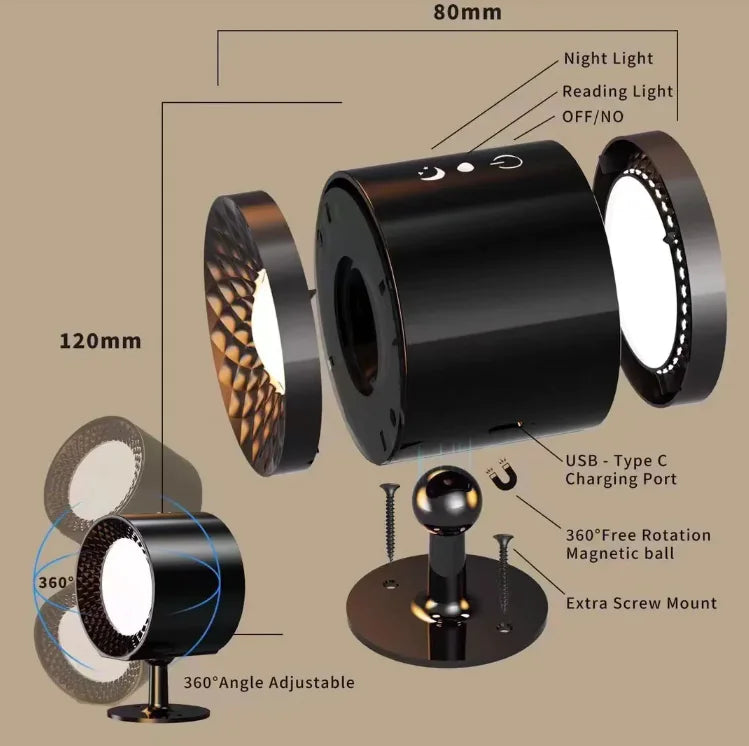 Dual-Head Magnetic Night Lamp